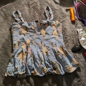 American Eagle Light Blue Floral Mini Tank